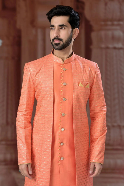 Peach Colour Banglori Silk Sherwani SH1040569 A