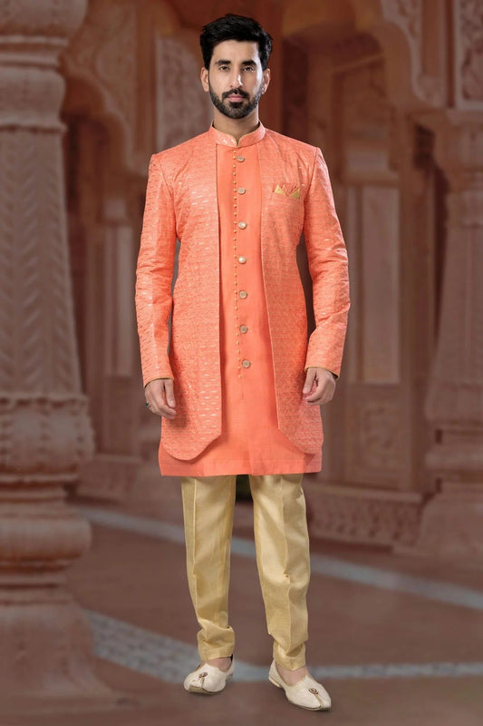 Peach Colour Banglori Silk Sherwani SH1040569