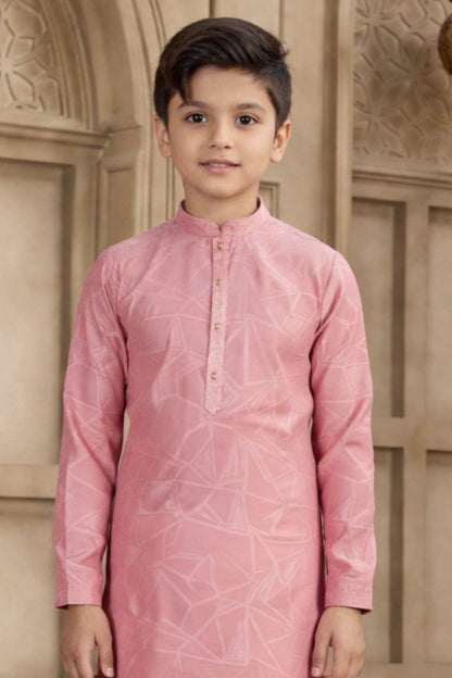 Peach Colour Brocade Art Silk Pintux Work Kurta Pajama