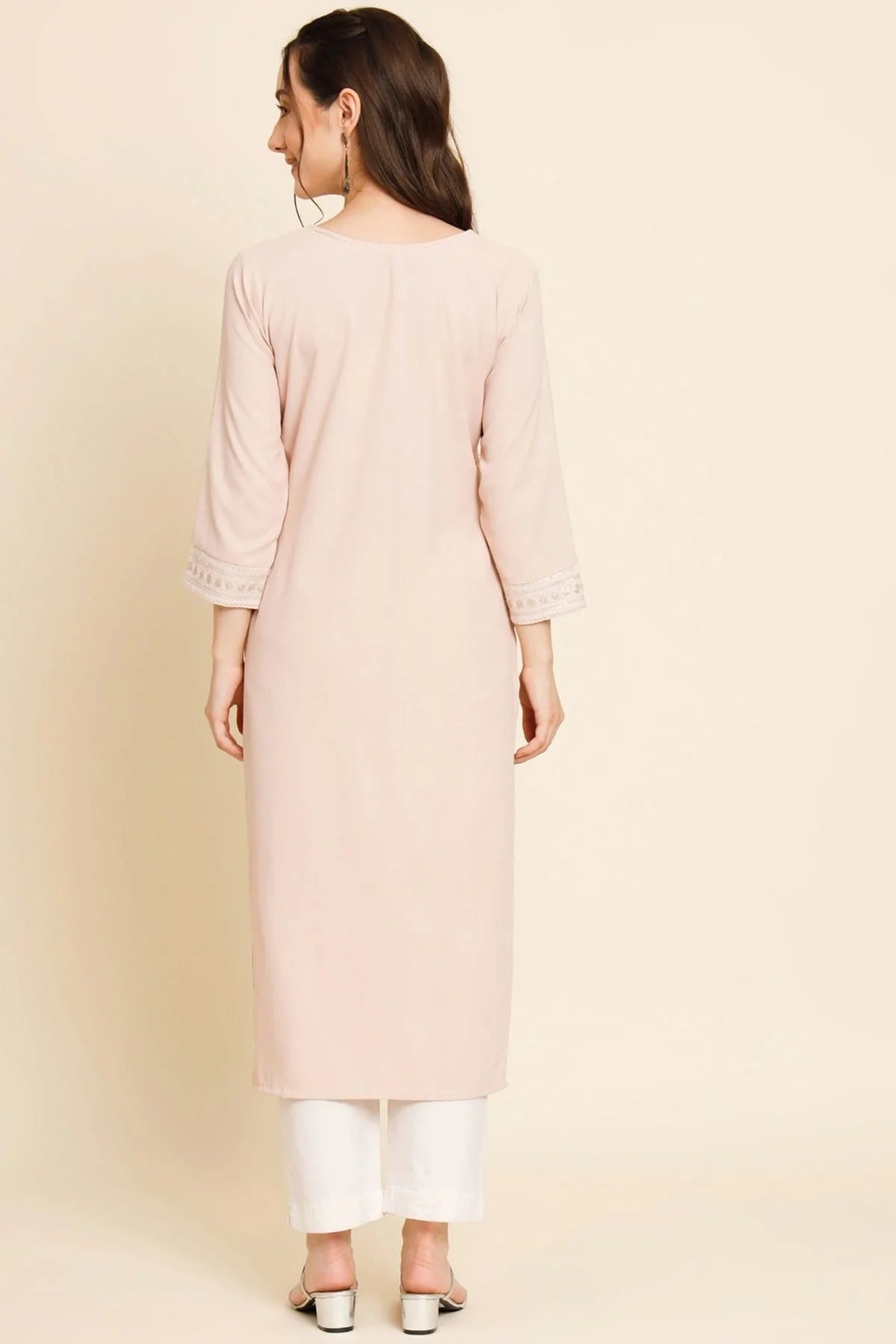 Peach Colour Butter Crepe Kurti KR1111026 A