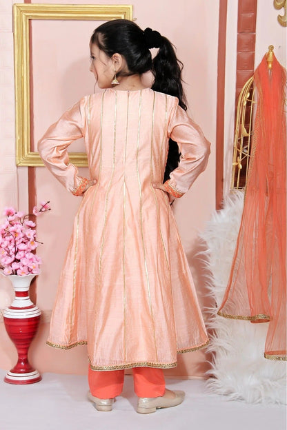 Peach Colour Chanderi Silk Embroidery Anarkali Suit GW1070033 B