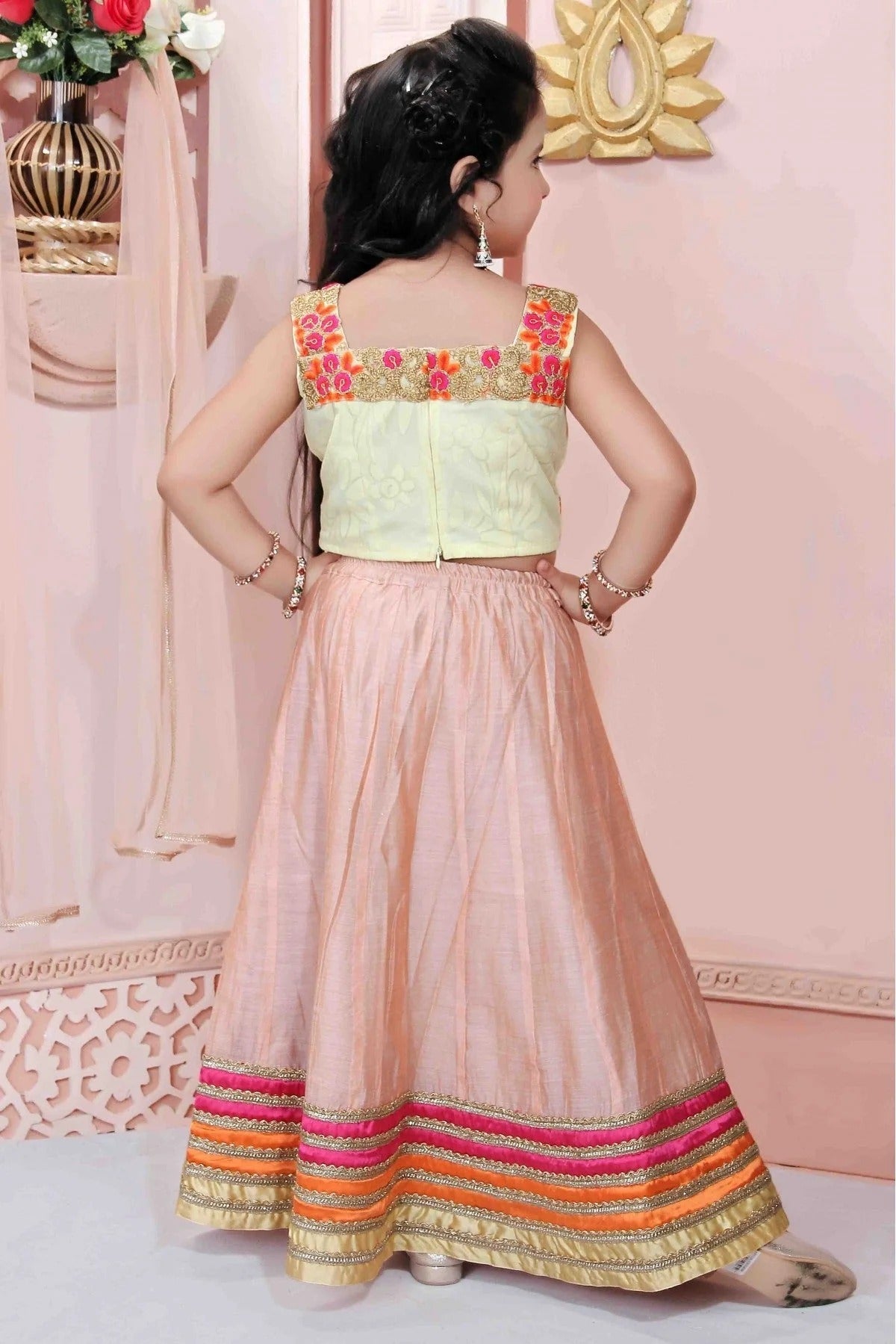 Peach Colour Chanderi Silk Party Wear Lehenga Choli GW1070001 A