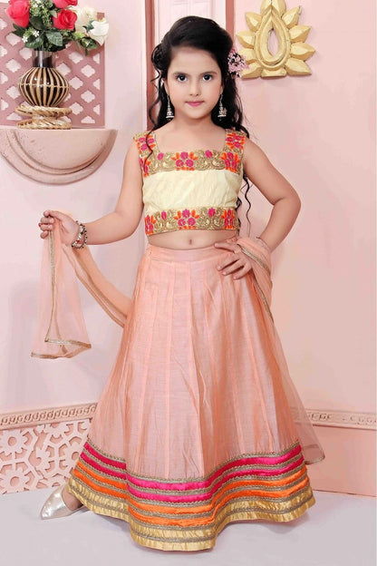 Peach Colour Chanderi Silk Party Wear Lehenga Choli GW1070001