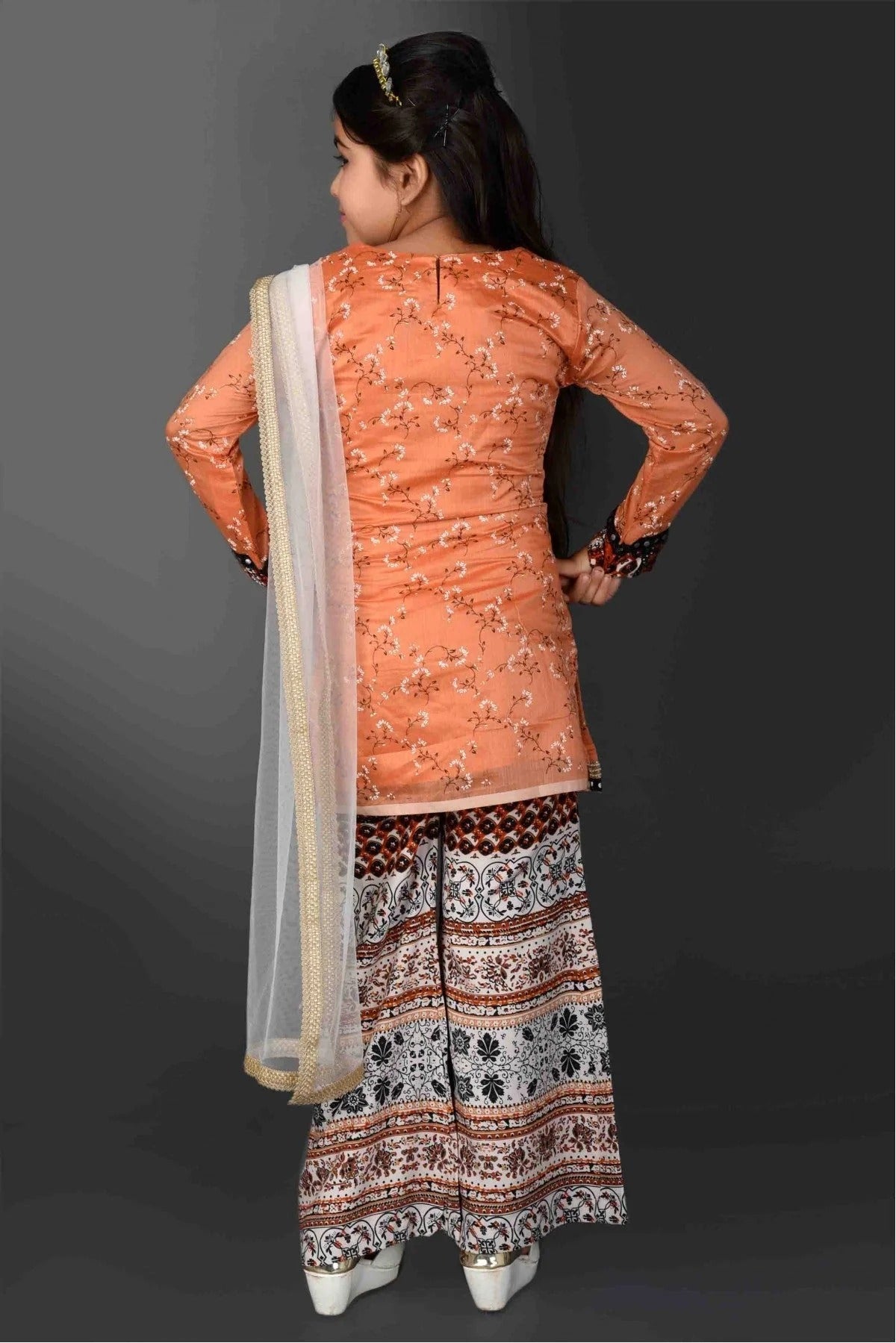 Peach Colour Chanderi Silk Printed Sharara Suit GW1070052 A