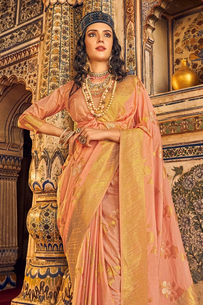 Peach Colour Chinon Georgette Woven Work Saree SD1290085 A