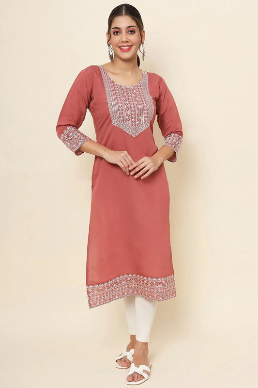 Peach Colour Cotton Kurti KR1111178