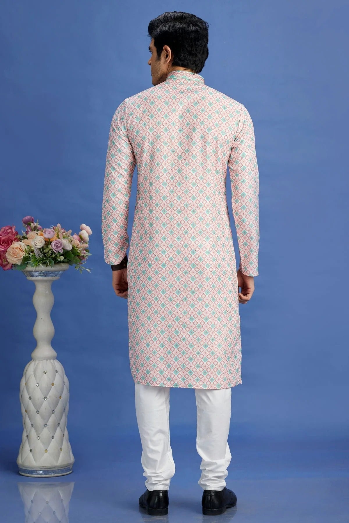 Peach Colour Cotton Pintex Work Kurta Pajama KP1230164 B