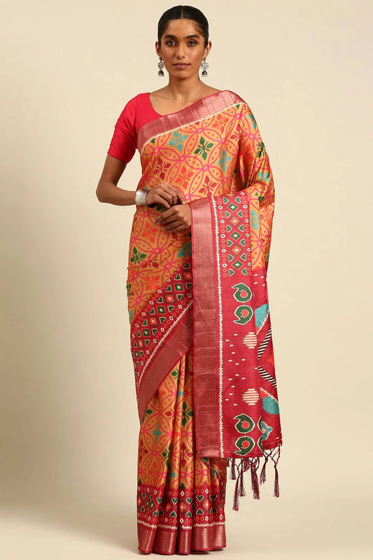 Peach Colour Cotton Printed Saree SD1102405