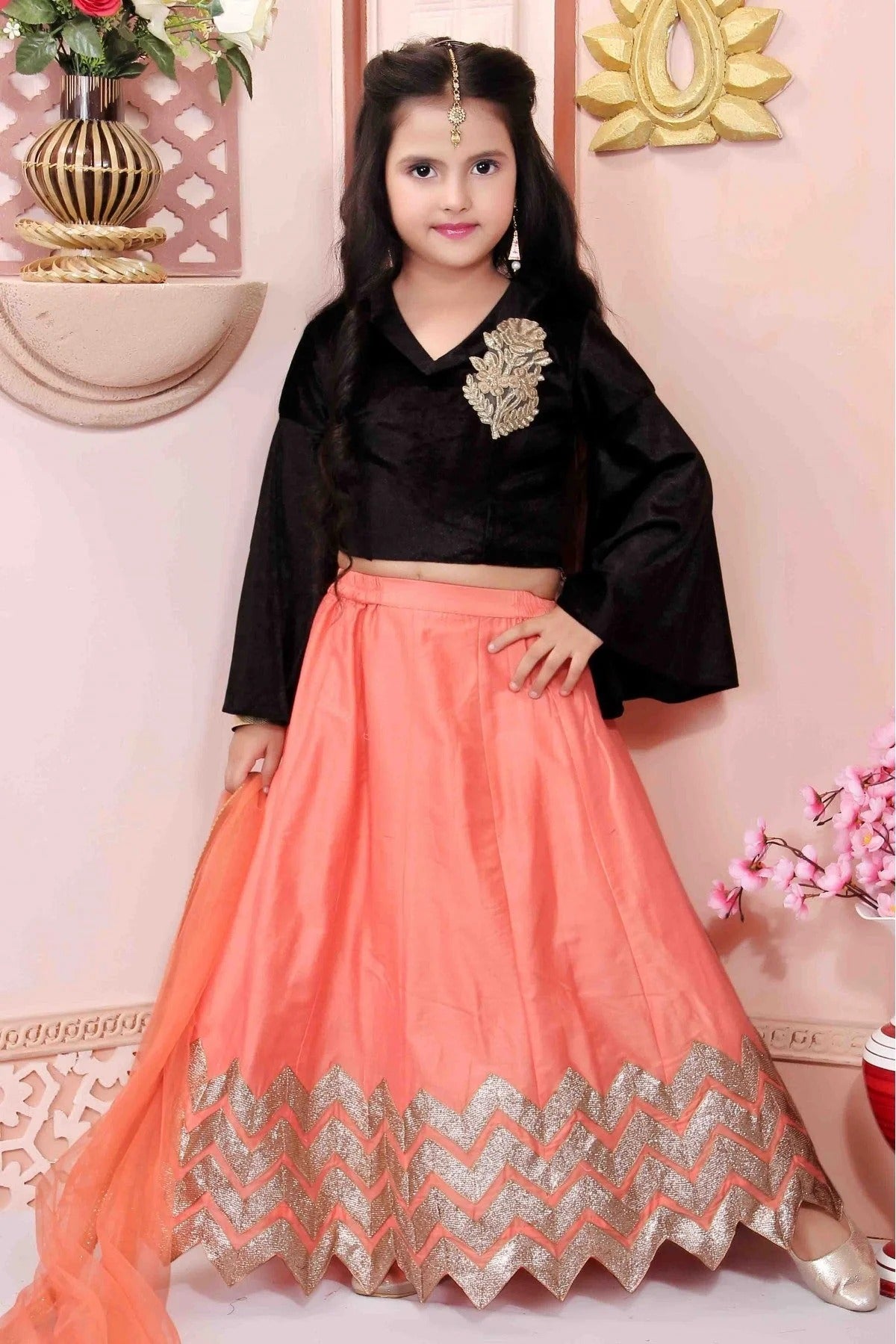 Peach Colour Cotton Silk Party Wear Lehenga Choli GW1070056