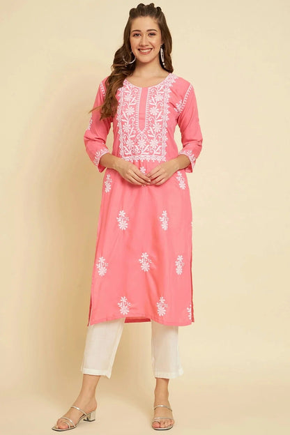 Peach Colour Cotton Slub Kurti KR1111035