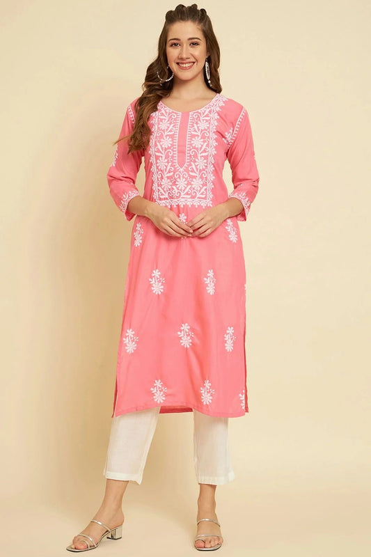 Peach Colour Cotton Slub Kurti KR1111035