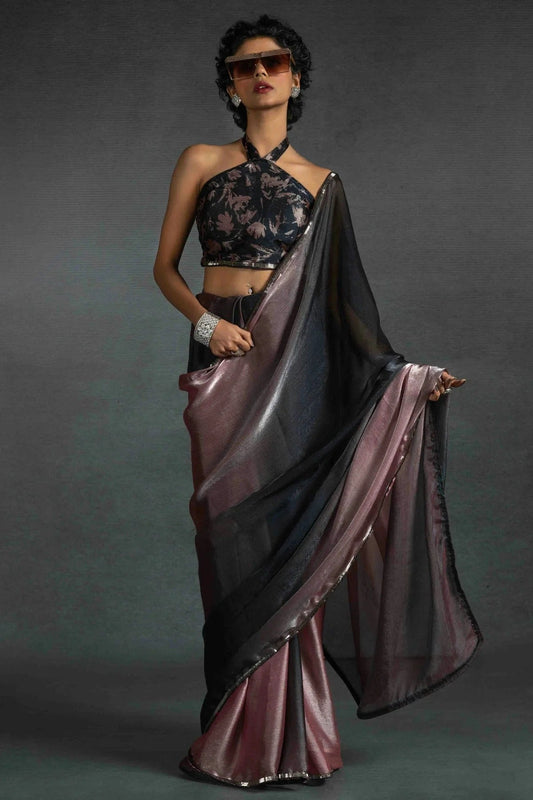 Peach Colour Fendi Satin Silk Ready To Wear Saree SD1122035