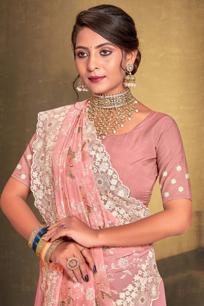 Peach Colour Georgette Designer Saree LC1121518 A
