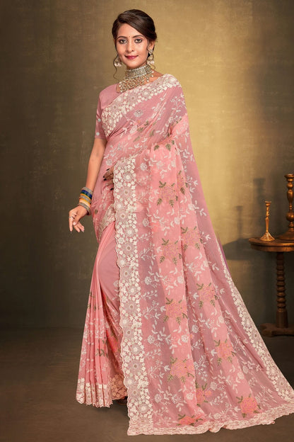 Peach Colour Georgette Designer Saree LC1121518