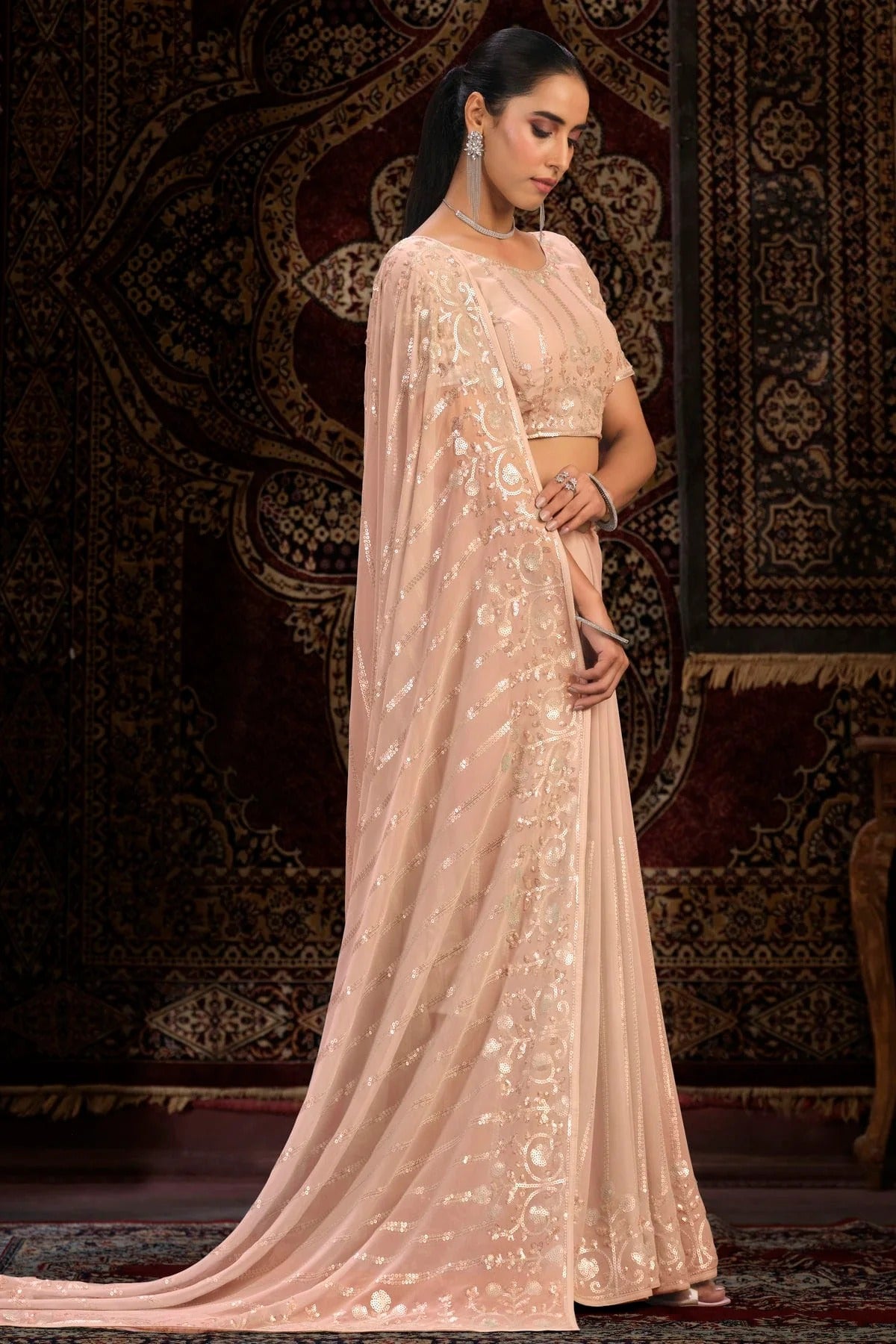 Peach Colour Georgette Designer Saree SD1080881 A