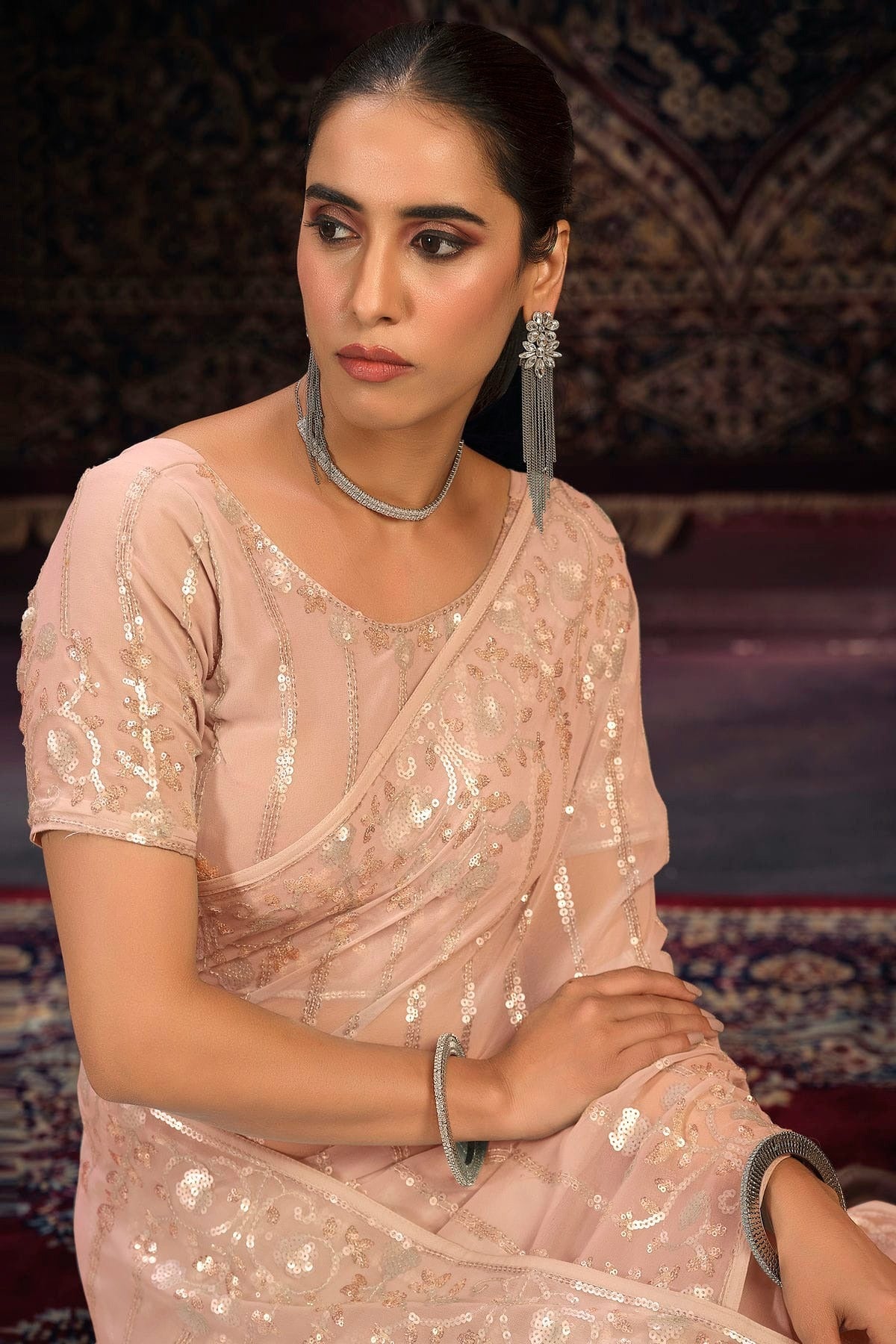 Peach Colour Georgette Designer Saree SD1080881 B