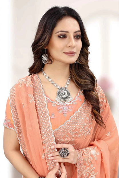Peach Colour Georgette Designer Saree SD1120853 A