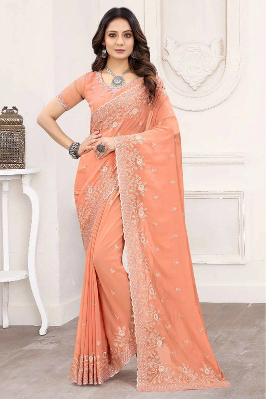 Peach Colour Georgette Designer Saree SD1120853