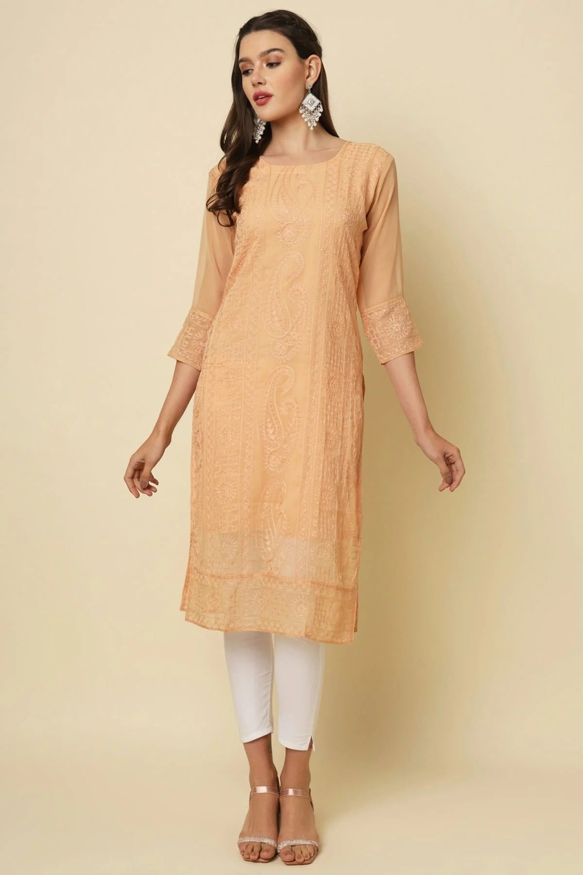 Peach Colour Georgette Kurti KR1111200