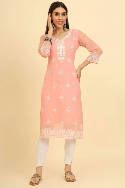 Peach Colour Georgette Kurti KR1111227