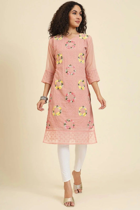 Peach Colour Georgette Kurti KR1111241