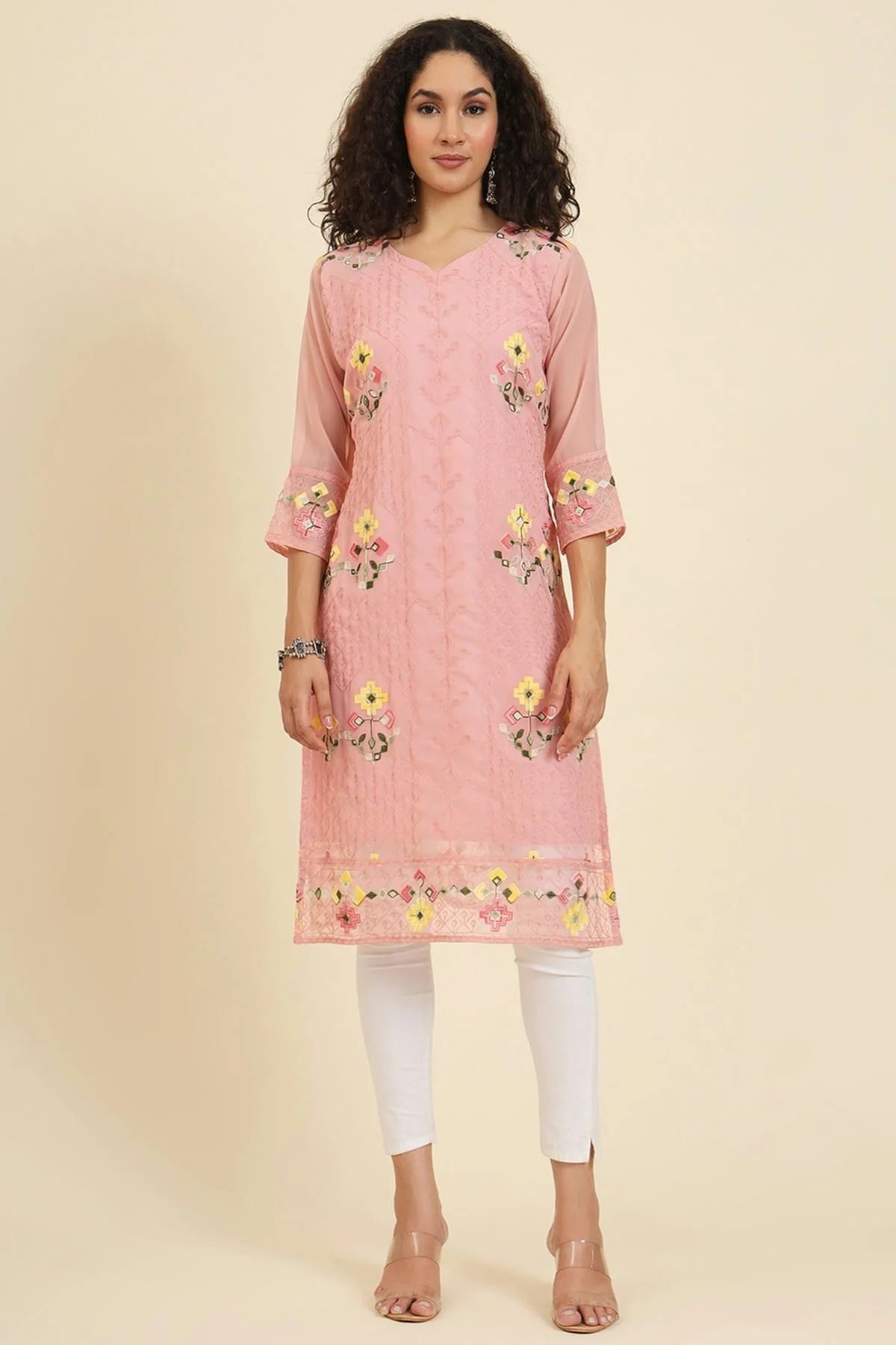 Peach Colour Georgette Kurti KR1111248
