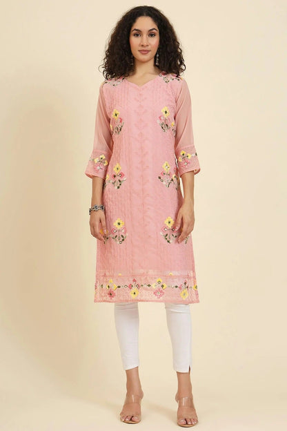 Peach Colour Georgette Kurti KR1111248