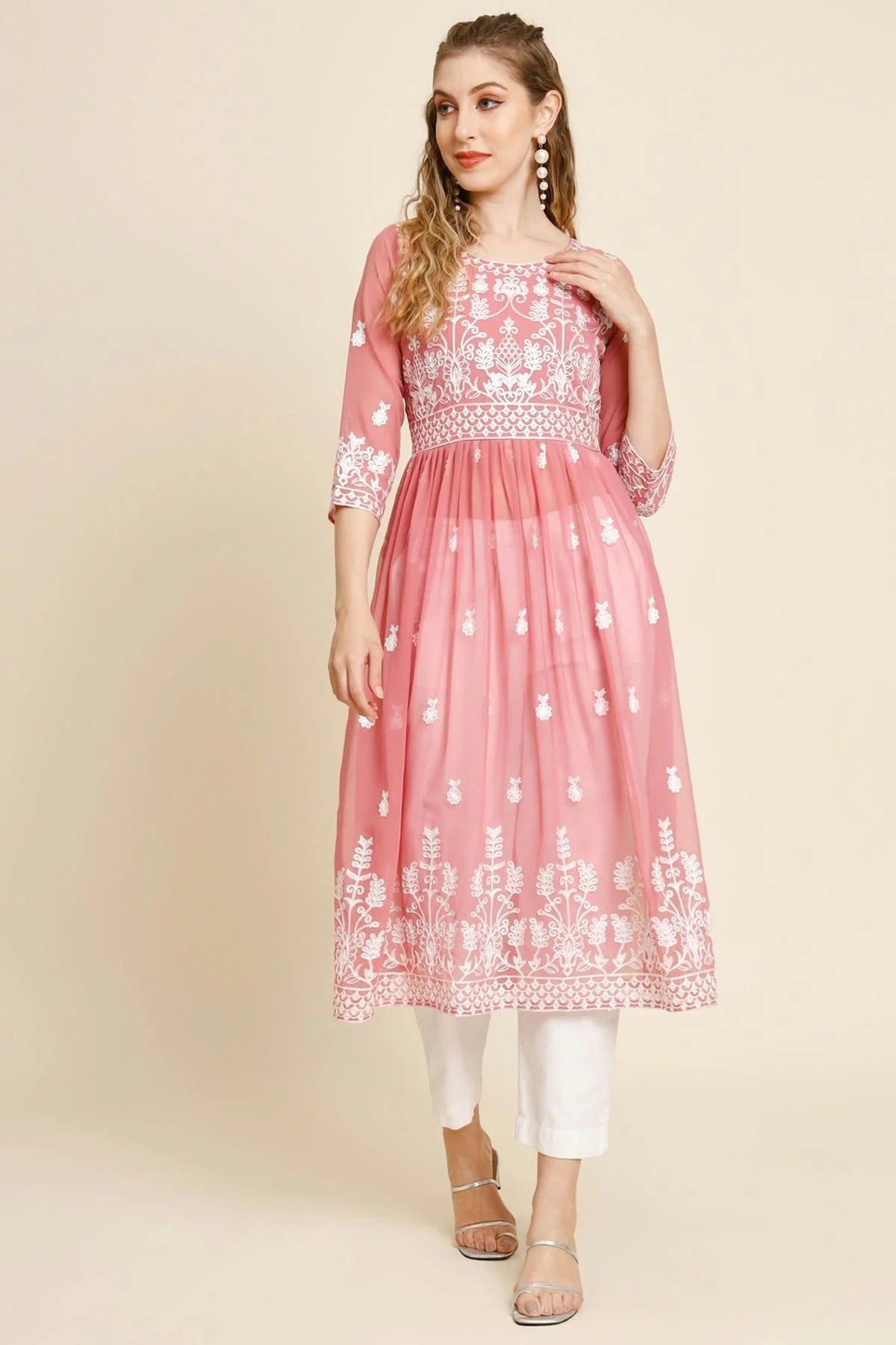 Peach Colour Georgette Kurti KR1111257