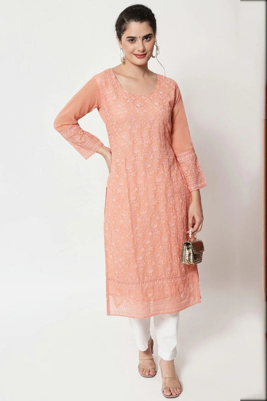 Peach Colour Georgette Kurti KR1111286