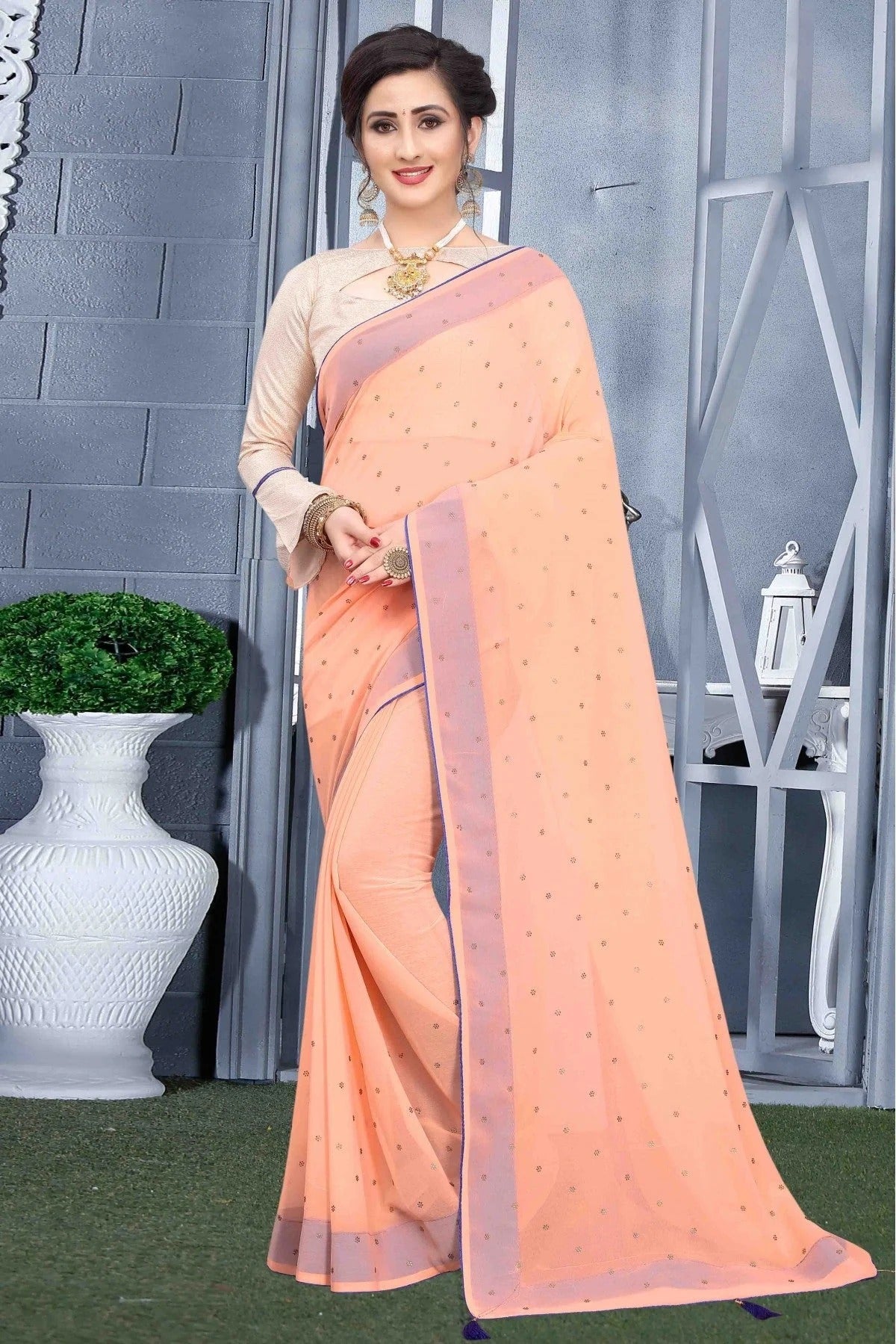 Peach Colour Georgette Party Wear Saree SD1120584