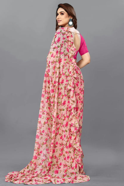 Peach Colour Georgette Ruffle Saree SD1180114 A