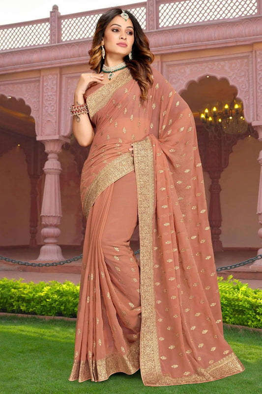 Peach Colour Georgette Saree SD1090868_1b92da1d 088e 4b30 a654 898d620f350c