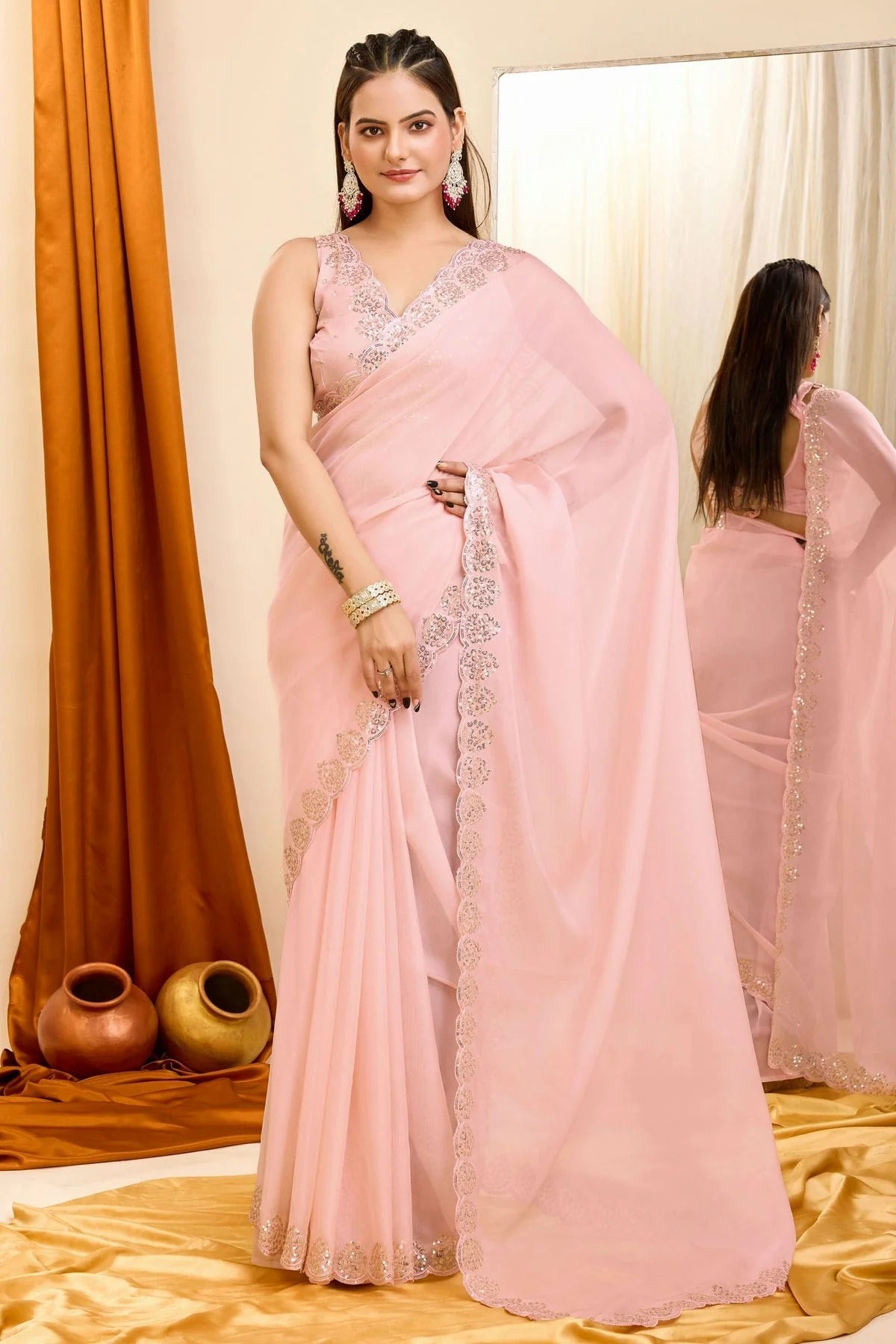Peach Colour Georgette Saree SD1110206