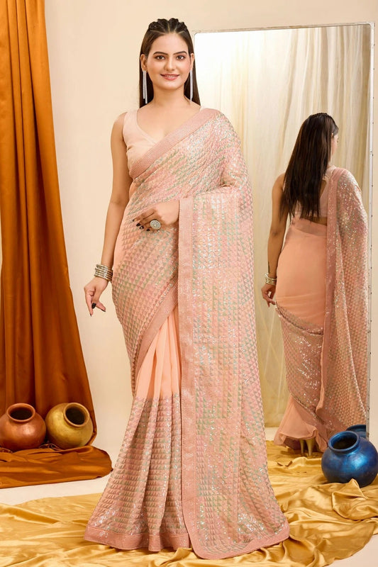 Peach Colour Georgette Saree SD1110419