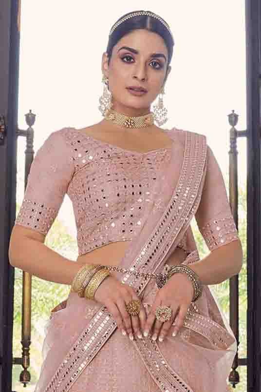 Peach Colour Georgette Thread Work Lehenga Choli LC1080178 A