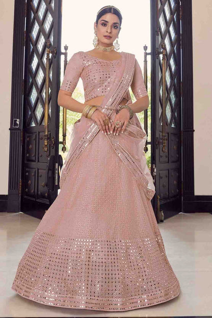 Peach Colour Georgette Thread Work Lehenga Choli LC1080178