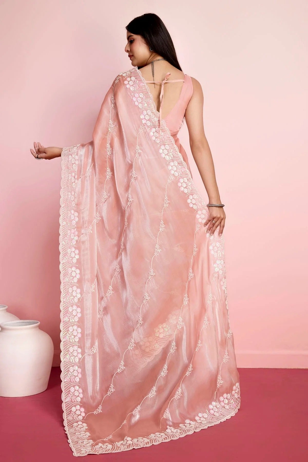 Peach Colour Jimmy Choo Saree SD1110459 A