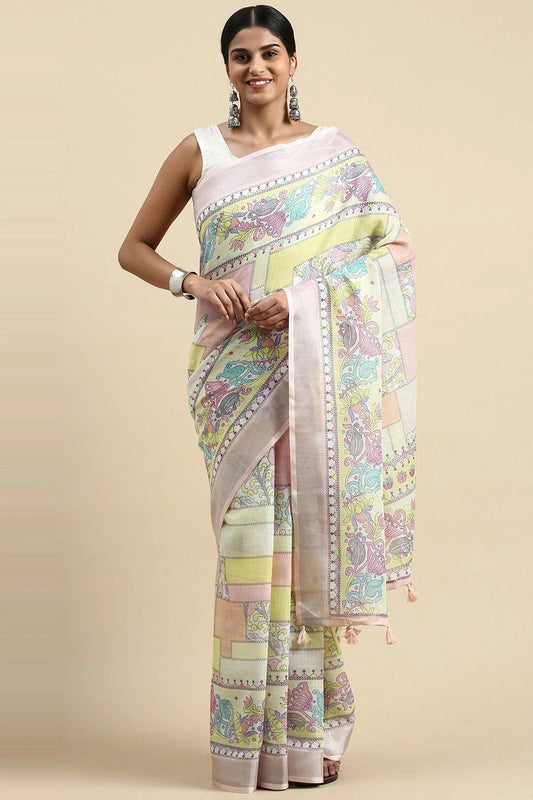 Peach Colour Linen Saree SD1110334