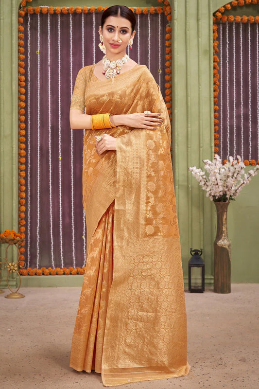 Peach Colour Linen Traditional Saree In Woven Work SD1101221