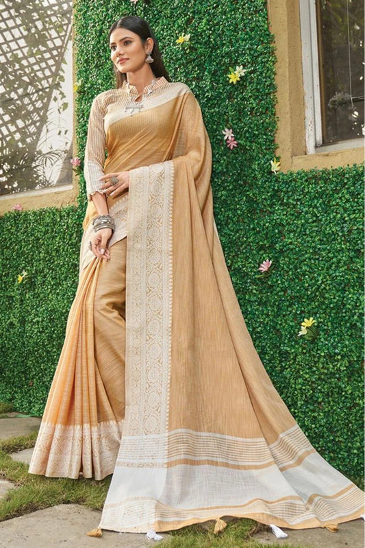 Peach Colour Linen Woven Saree SD1100517