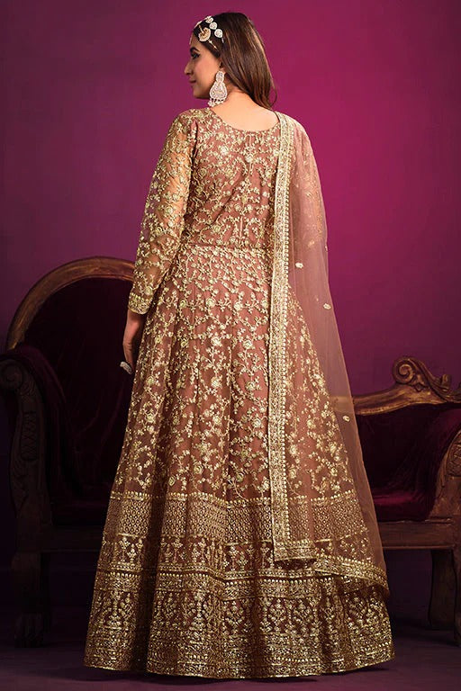 Peach Colour Net Anarkali Suit SM1050356 C