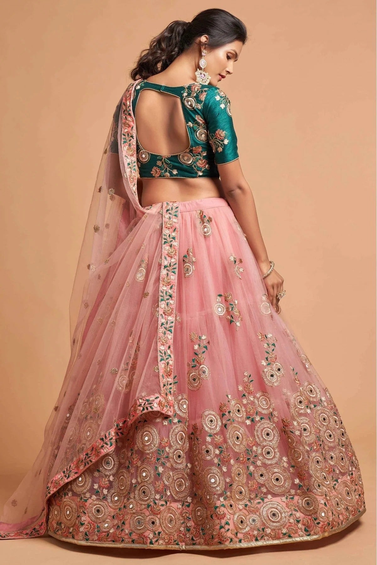 Peach Colour Net Lehenga Choli LC1010123 A