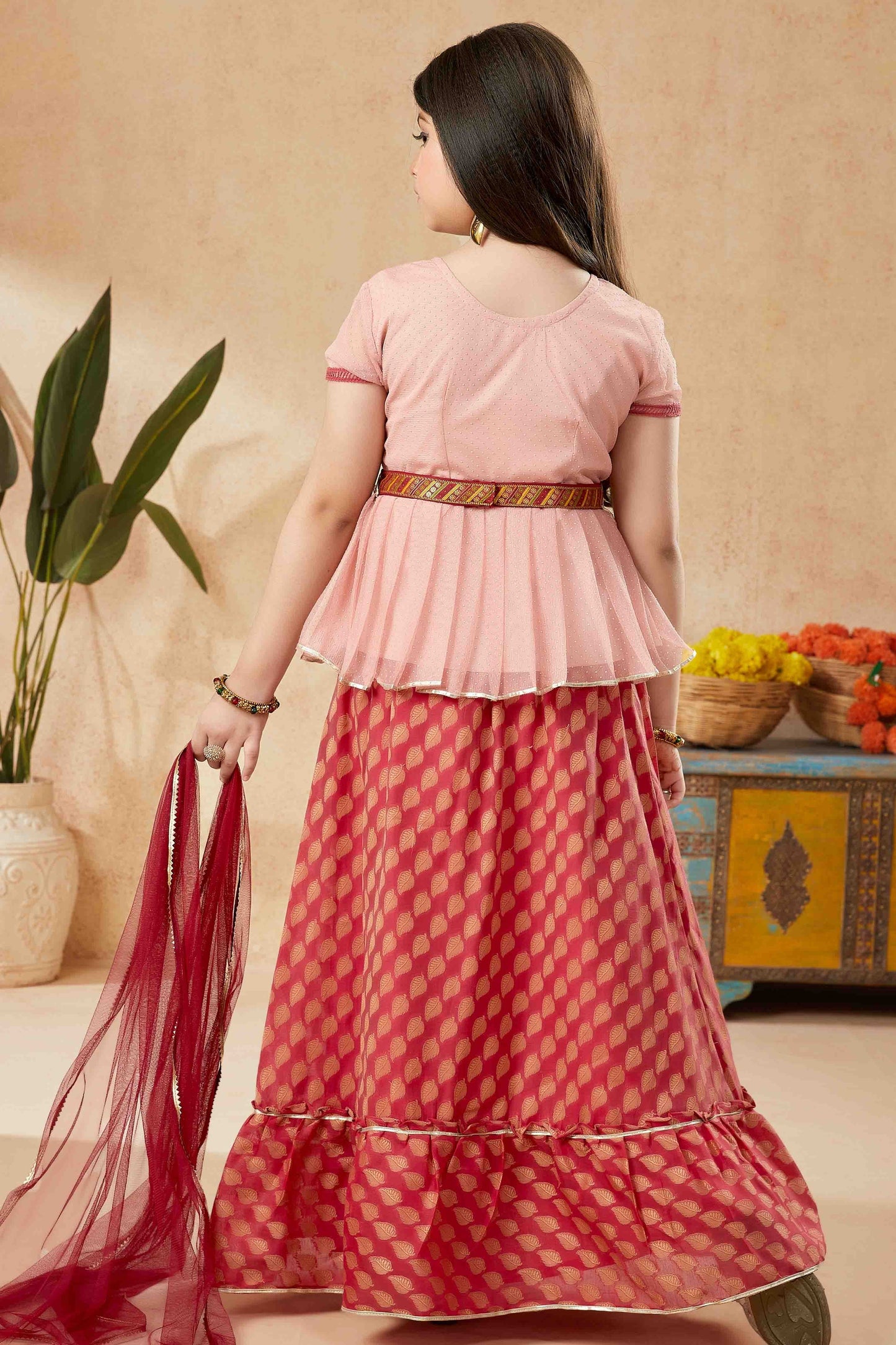 Peach Colour Net Lehenga Suit GW1070765 A