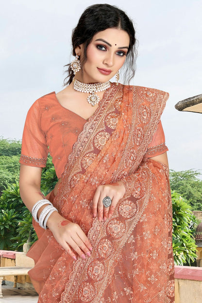 Peach Colour Net Saree SD1090745 A_0810e946 9857 4306 8012 411c798b7470