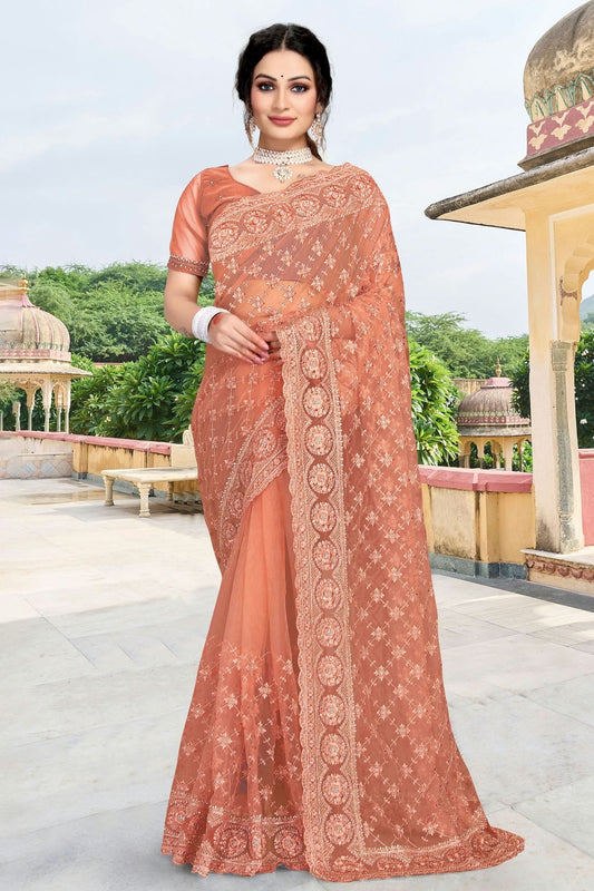 Peach Colour Net Saree SD1090745_840efea9 2bef 4b4c b217 dd0294f3cfea