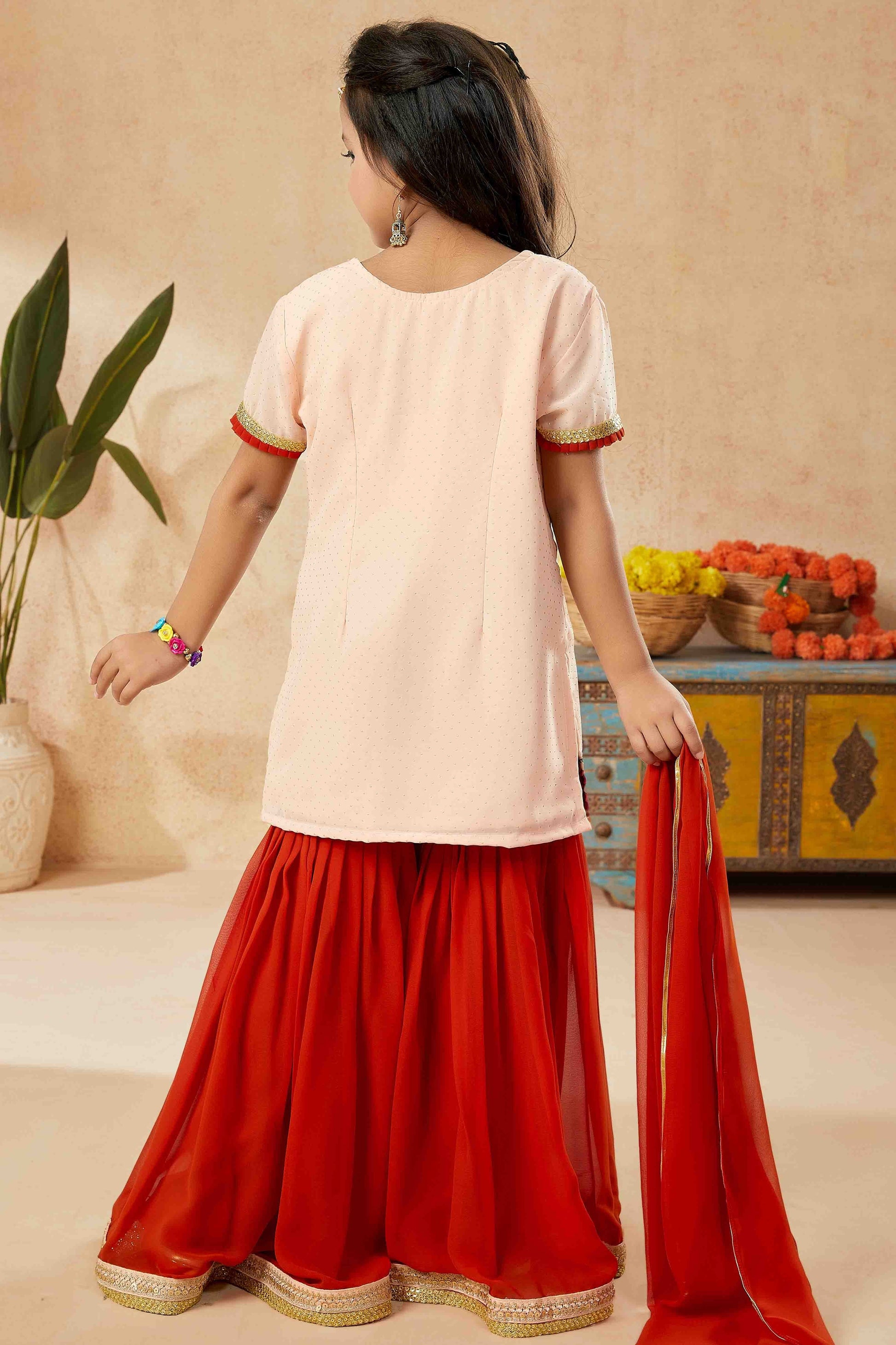 Peach Colour Net Sharara Suit GW1070774 A