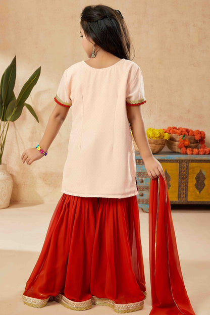 Peach Colour Net Sharara Suit GW1070774 A