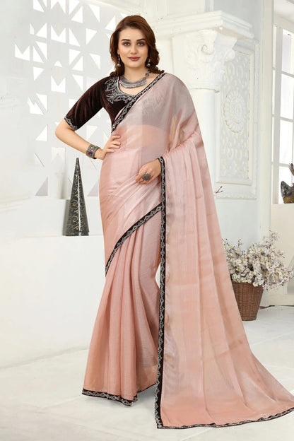 Peach Colour Organza Designer Saree LC1121355