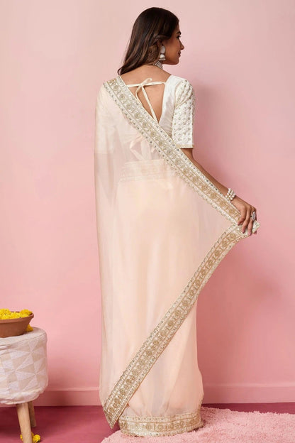 Peach Colour Organza Designer Saree SD1110950 A
