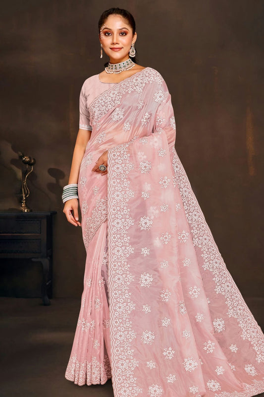 Peach Colour Organza Saree SD1090955_2f3fbfa3 6647 4755 abc3 96f3b02b7c73